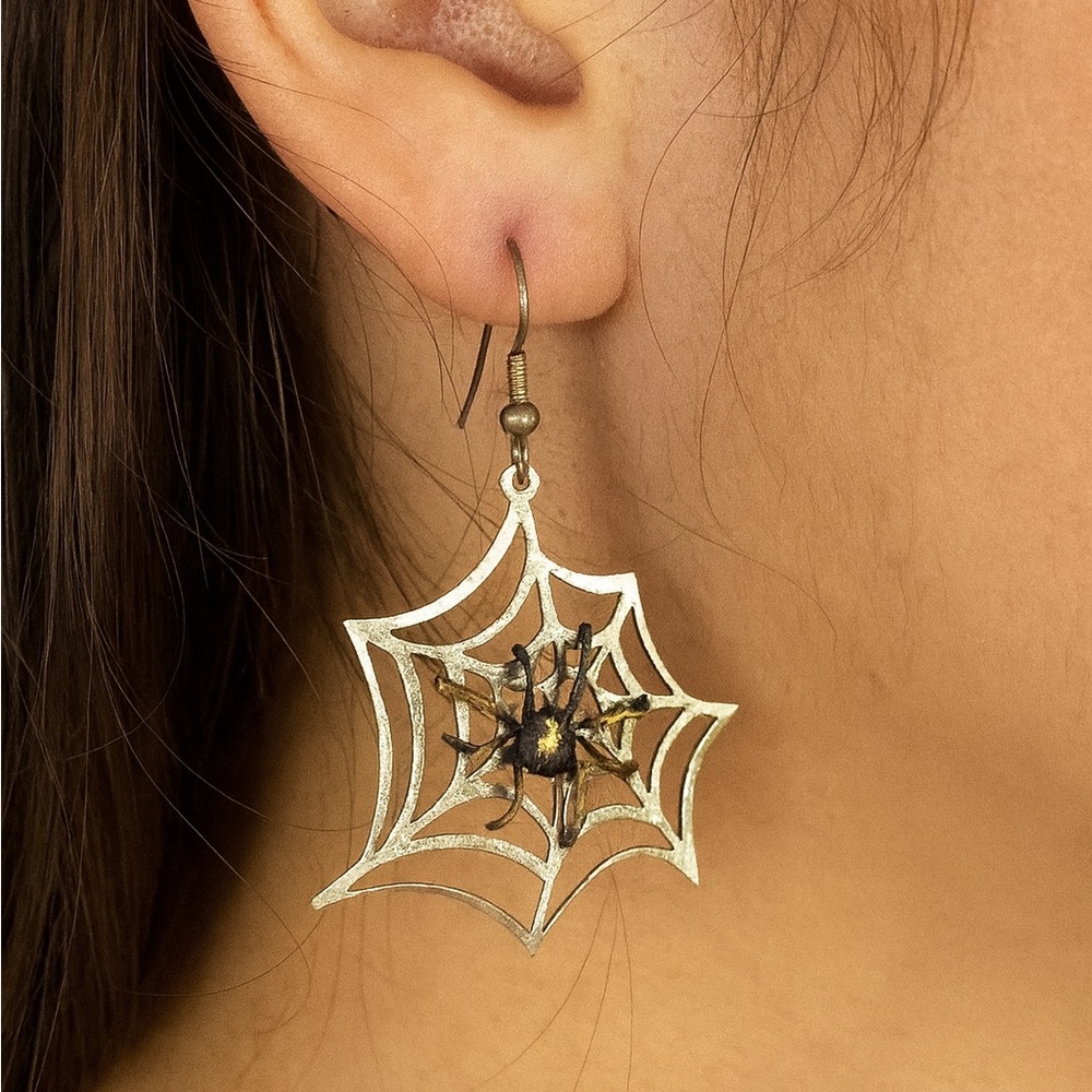 Vintage Spider Web Dangle Earrings